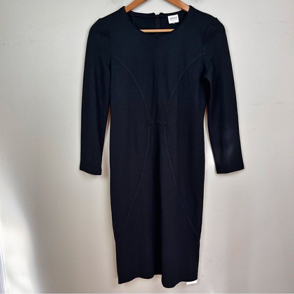 Armani Collezioni Black Body Contour Fitted Dress Small - Picture 2 of 9